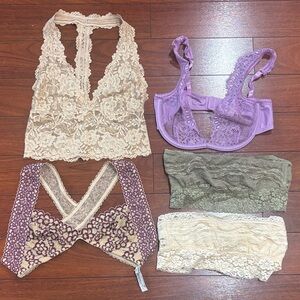 Free People Intimately Anthropologie Lace Bra Bralette Bundle  XS / S ~ 5 items!
